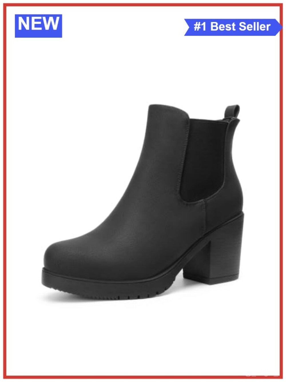 Women's Chelsea Ankle Boots Faux Suede Block Heel Booties
